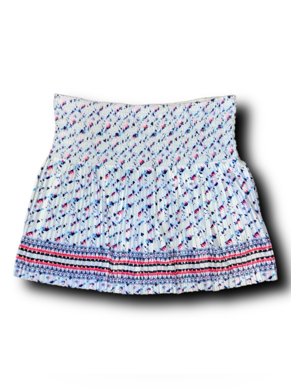 NWT Lucky in Love Cool Vibes White Pleated Smocked Waist Mini Skirt